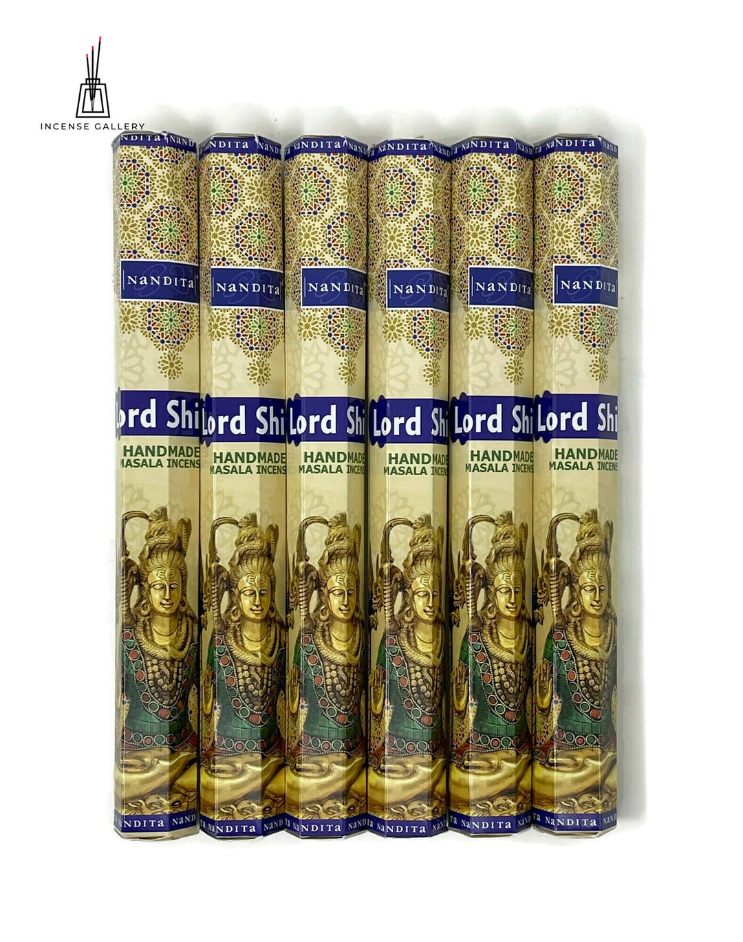 Nandita Hand Made Masala Incense Sticks - Lord Shiva - 6 tubes - Incense Gallery