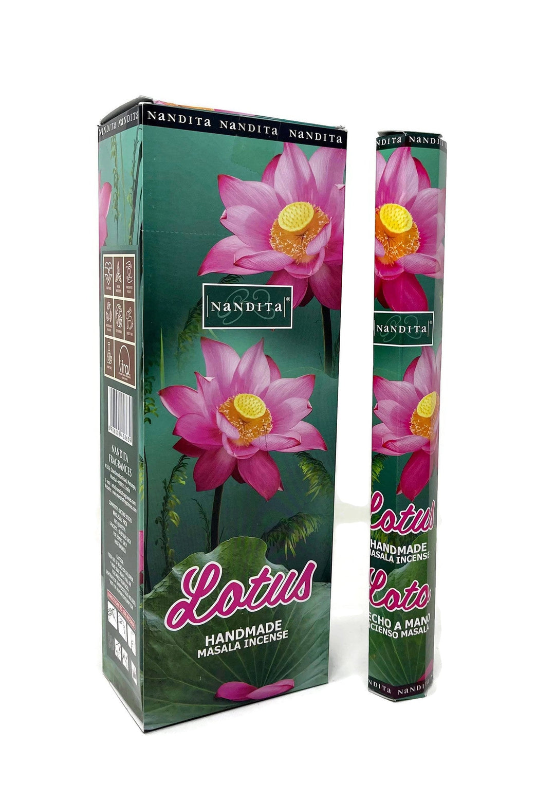 Nandita Hand Made Masala Incense Sticks - Lotus - 6 HEXA Tubes - Total 120 Sticks - Incense Gallery