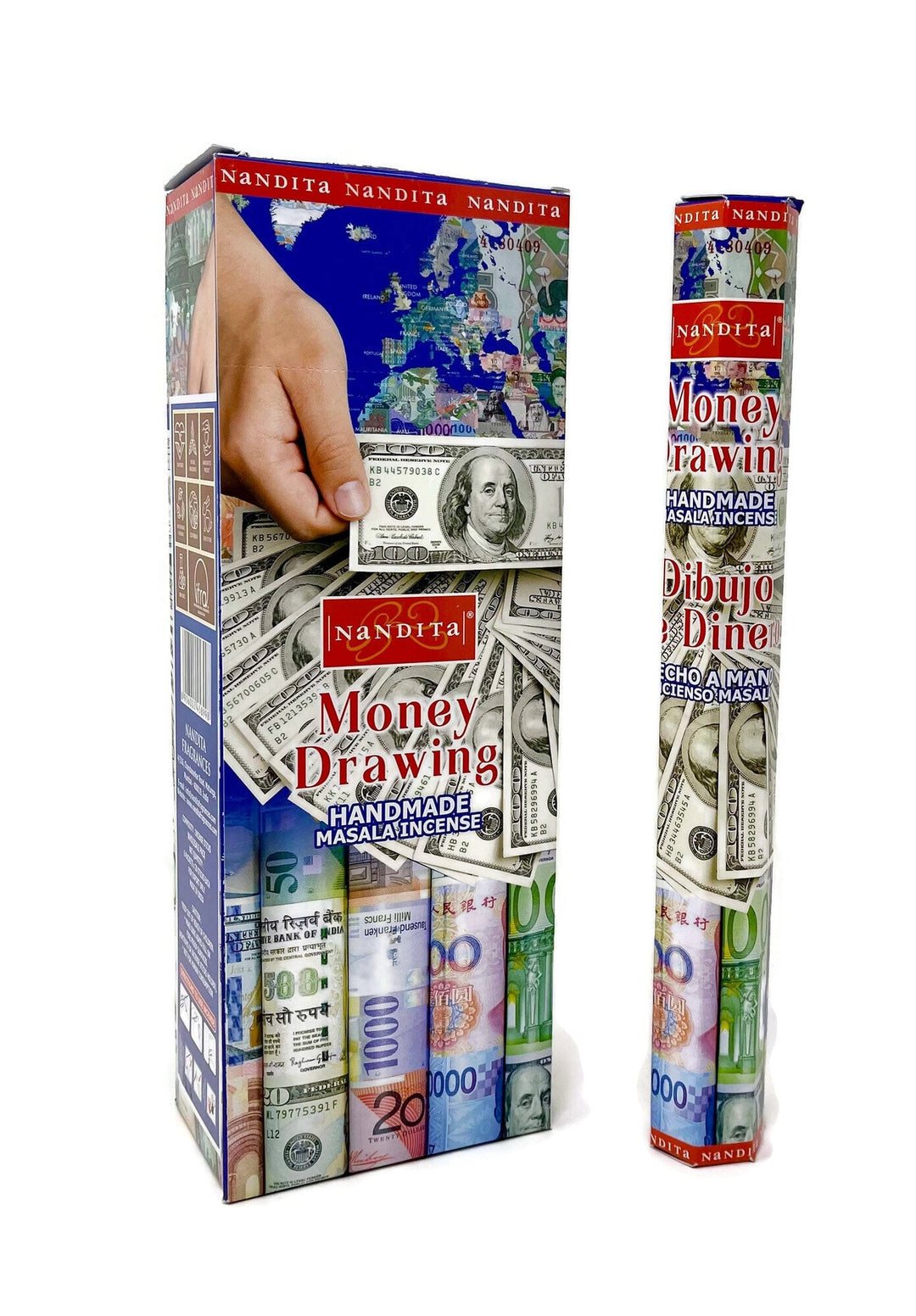 Nandita Hand Made Masala Incense Sticks - Money Drawing - 6 HEXA Tubes - Total 120 Sticks - Incense Gallery