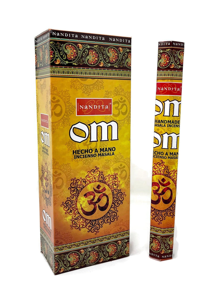 Nandita Hand Made Masala Incense Sticks - OM - 6 HEXA Tubes - Total 120 Sticks - Incense Gallery