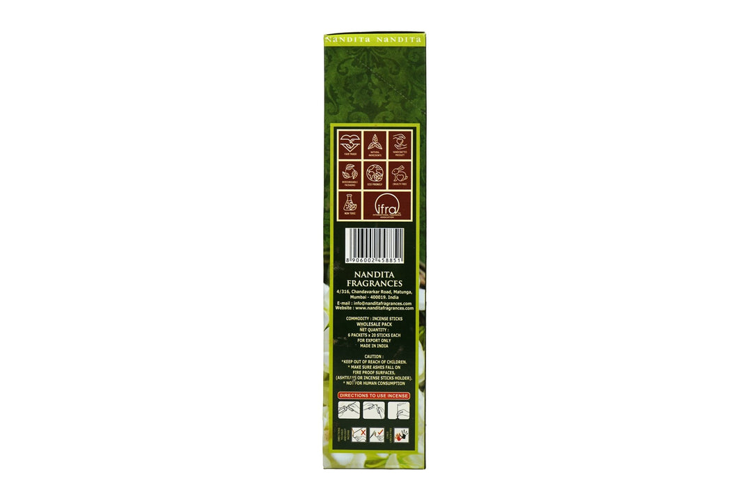 Nandita Jasmine Incense Sticks | Total 120 Sticks | Free Ash Catcher - Incense Gallery