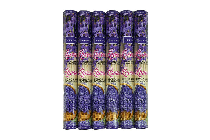 Nandita Lavender Incense Sticks | 120 Sticks | Free Ash Catcher -6 tubes- Incense Gallery