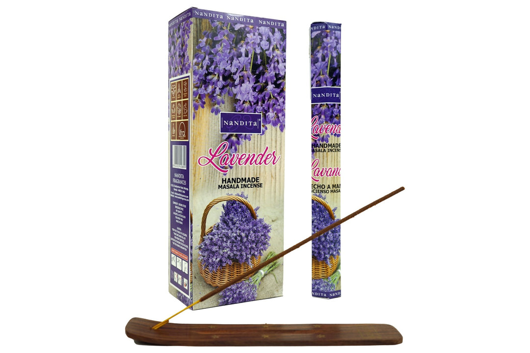 Nandita Lavender Incense Sticks | 120 Sticks | Free Ash Catcher - Incense Gallery