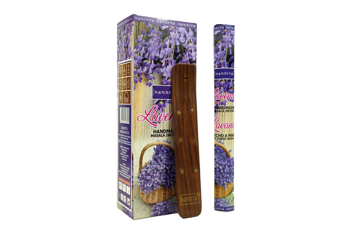 Nandita Lavender Incense Sticks | 120 Sticks | Free Ash Catcher - box of 6 tubes- Incense Gallery