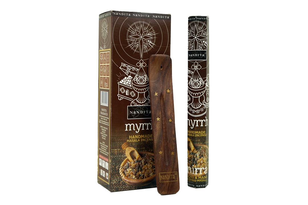 Nandita Myrrh Incense Sticks | Total 120 Sticks | Free Ash Catcher - Incense Gallery