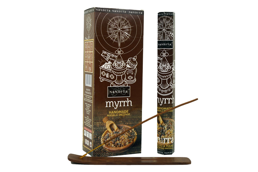 Nandita Myrrh Incense Sticks | Total 120 Sticks | Free Ash Catcher - Incense Gallery