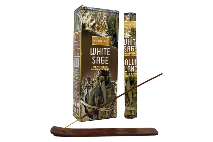 Nandita White Sage Masala Incense Sticks with Free Ash Catcher - Incense Gallery