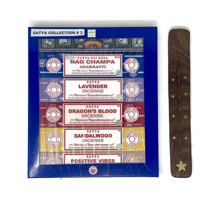 Satya Sai Baba Nag Champa Incense - 6 Fragrance Pack Collection Mix #3 + Free Ash Catcher - Incense Gallery