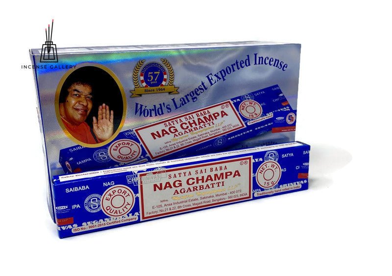 Satya Sai Baba Nag Champa Incense Sticks - box of 12 packs -Incense Gallery