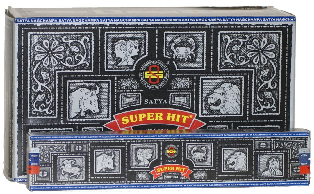 Wholesale Nag Champa Satya Super Hit Incense Sticks | 1 Case (50 boxes - 12 Packs Each) - Incense Gallery