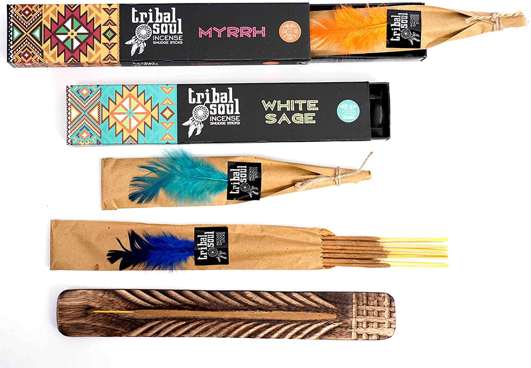 Tribal Soul Incense Smudge Sticks | Assorted Set with 8 Fragrances | Free Ash Catcher - Incense Gallery