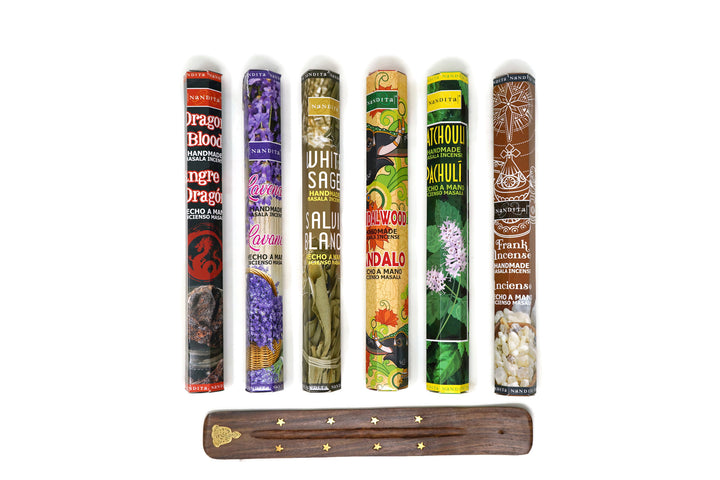 Nandita Assorted Best Sellers Handmade Masasla Incense Sticks + Free Ash Catcher | #1