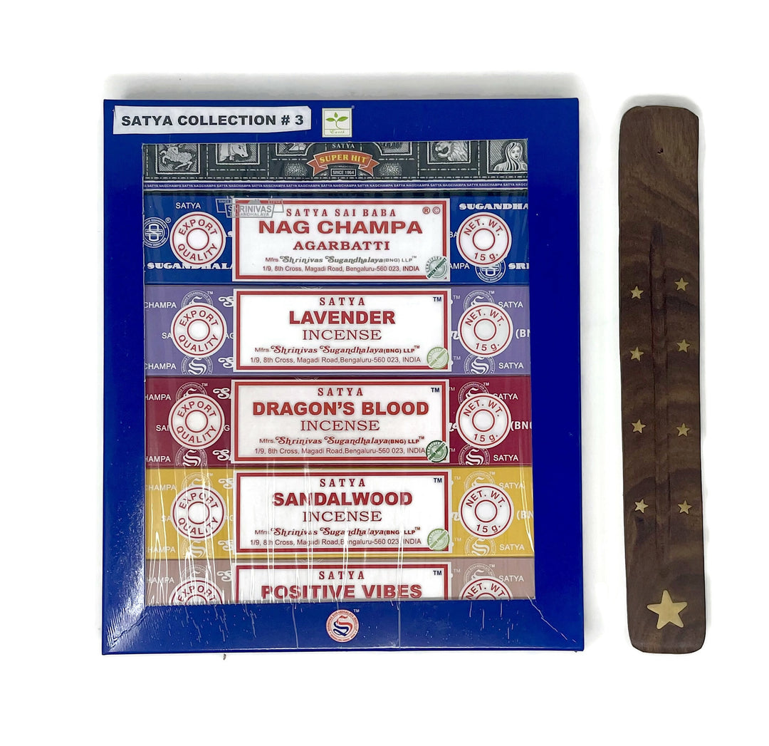 Satya Sai Baba Nag Champa Incense - 6 Fragrance Pack Collection Mix #3 + Free Ash Catcher